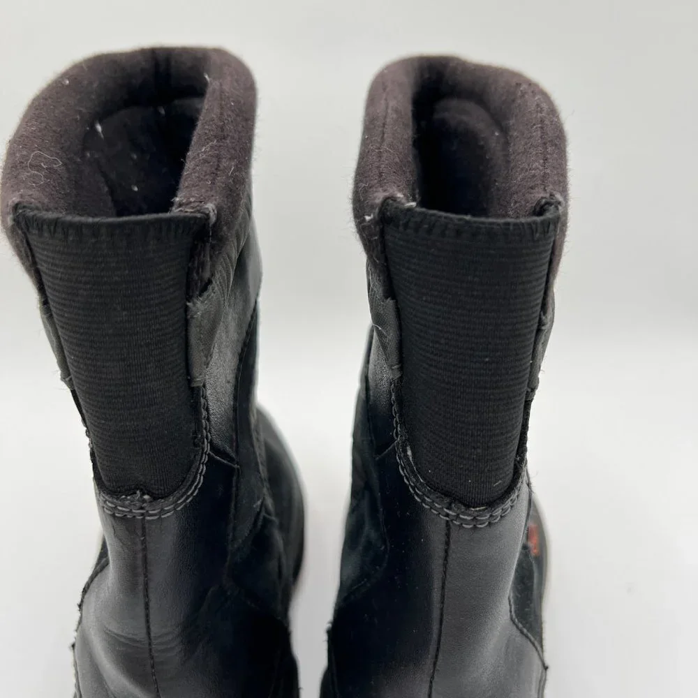 Columbia Techlite Boots Winter Snow Day Black Orange Leather Rubber size 6